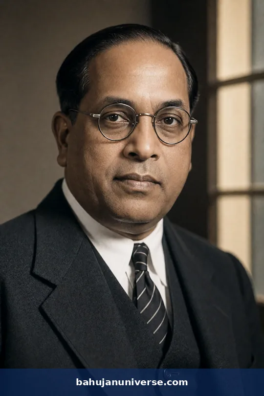 AI-generated close-up portrait of Dr B. R. Ambedkar, smiling