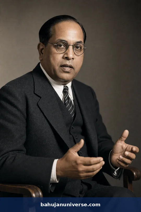 AI-generated portrait of Dr B. R. Ambedkar gesturing while speaking