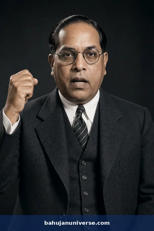 AI-generated portrait of Dr B. R. Ambedkar with a raised fist